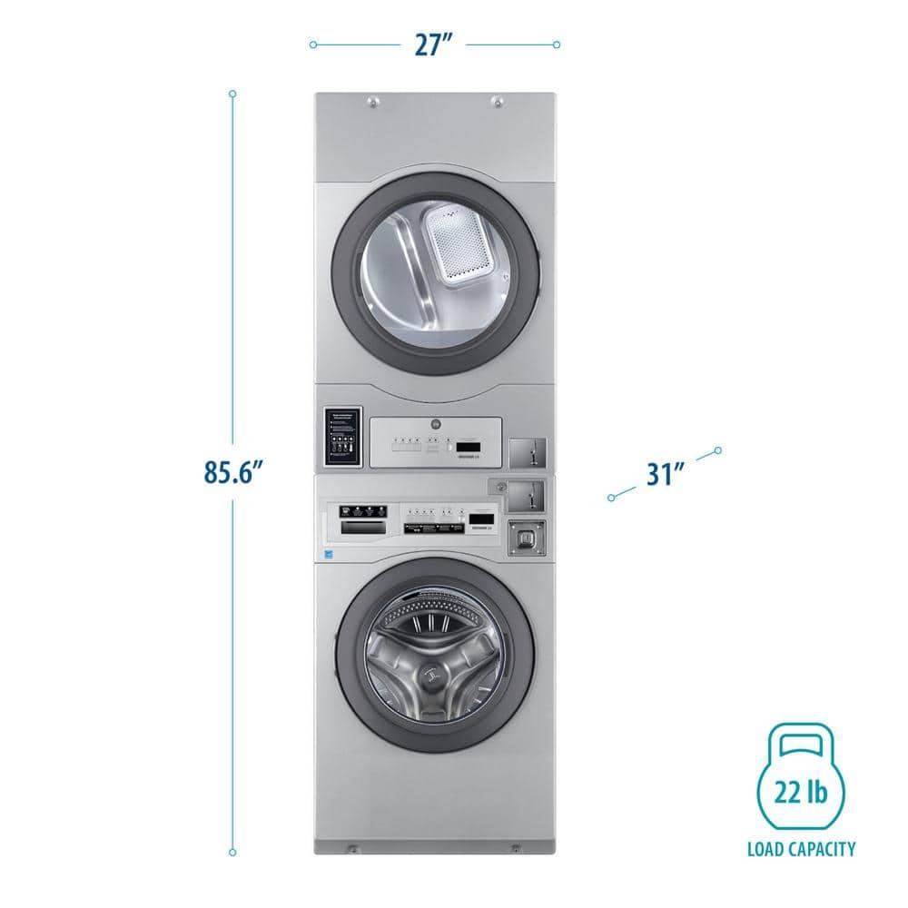 Crossover Crossover 2.0 by Wascomat Commercial Stack 3.5-CF Front-Load Washer and 7-CF Electric Dryer for Coin/Card Operated Laundry