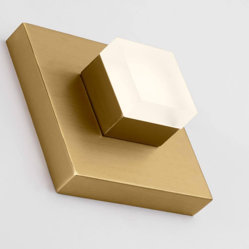 Brander Satin Brass Dimmable Wall Sconce with Frosted Acrylic Shade