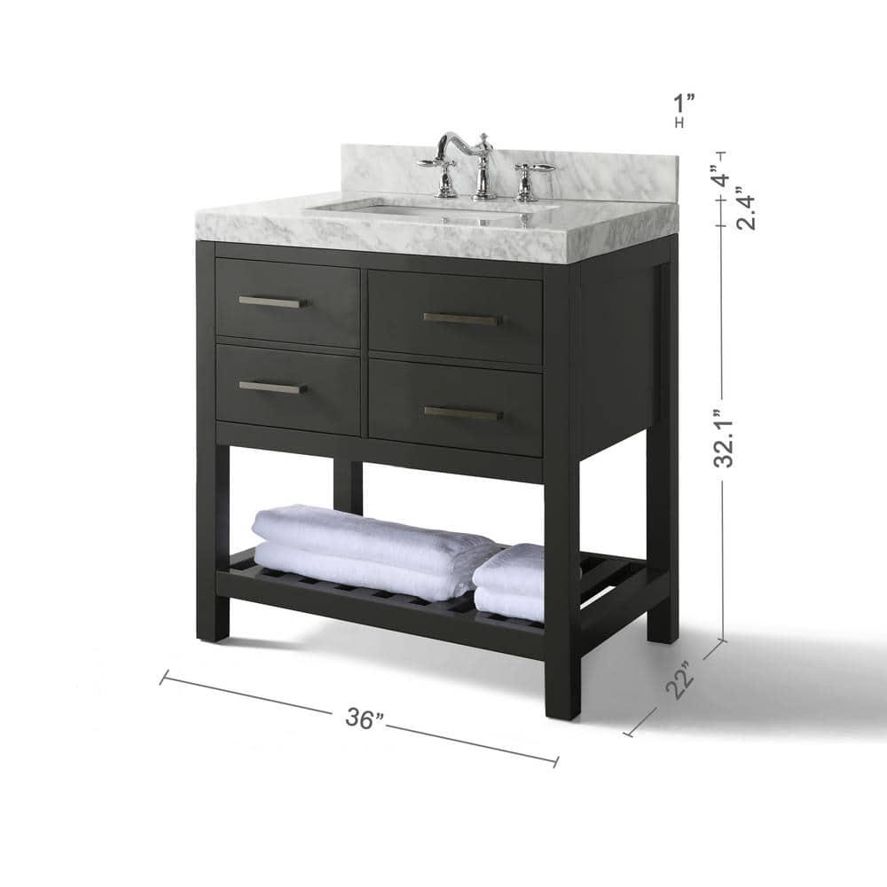 Carrie 36'' Single Bathroom Vanity with Carrara Marble Top