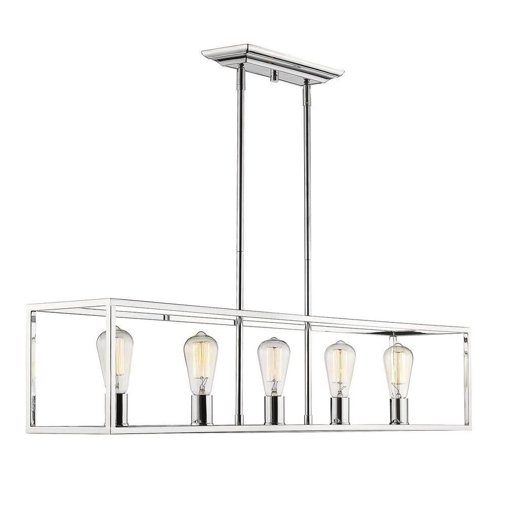 Golden Lighting Wesson 5-Light Linear Pendant in Chrome