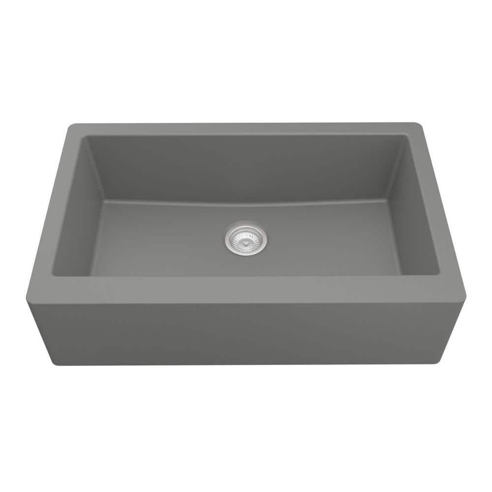 Karran Farmhouse/Apron-Front Quartz Composite 34'' X 21-1/4'' Single Bowl Kitchen Sink