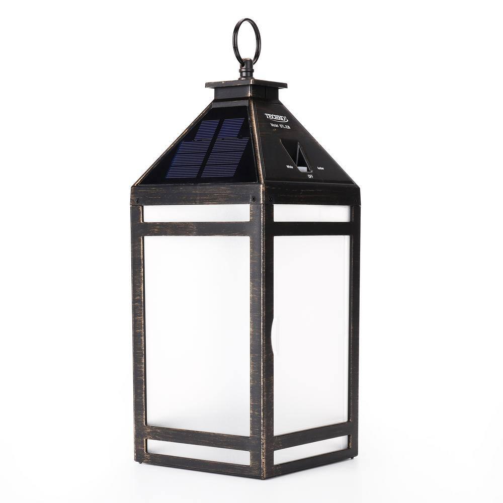 Techko 12.88 Outdoor Vintage Solar LED Lantern with Auto Dawn-to-Dusk Sensor