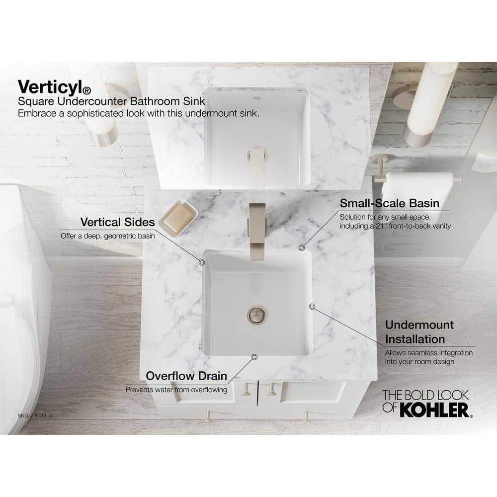 Verticyl Vitreous China Square Undermount Bathroom Sink with Overflow
