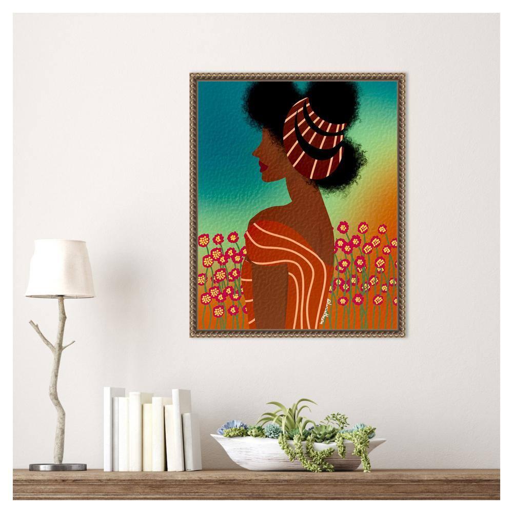 Amanti Art Lady in the Flower Field by Lorintheory Canvas Wall Art Print Framed 16 x 20-in.