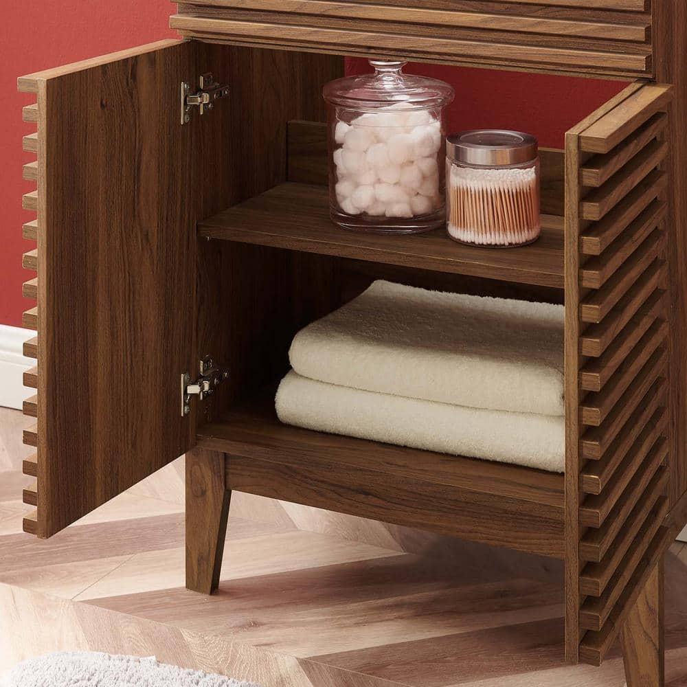 Modway Render 24" Modern Wood Bathroom Vanity in Walnut/Black