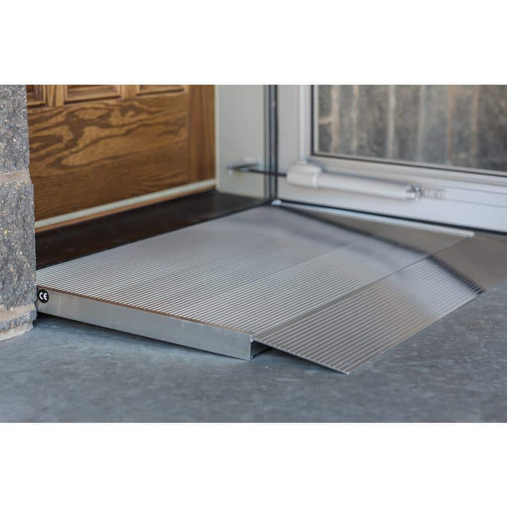 EZ-ACCESS TRANSITIONS 24 Inch Portable Self Supporting Aluminum Angled Entry Threshold Ramp Ideal for Uneven Surfaces or Single Step Rises