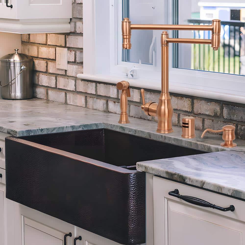 Akicon Copper Single Handle Deck-mount Pot Filler Kitchen Faucet ( Side Sprayer Included )