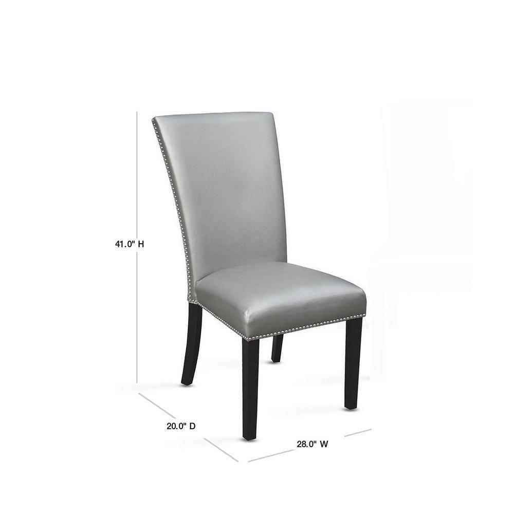 18" Set of 2 Camila Dining Chairs Silver - Steve Silver Co.: Modern Faux Leather, Nailhead, Wood Legs
