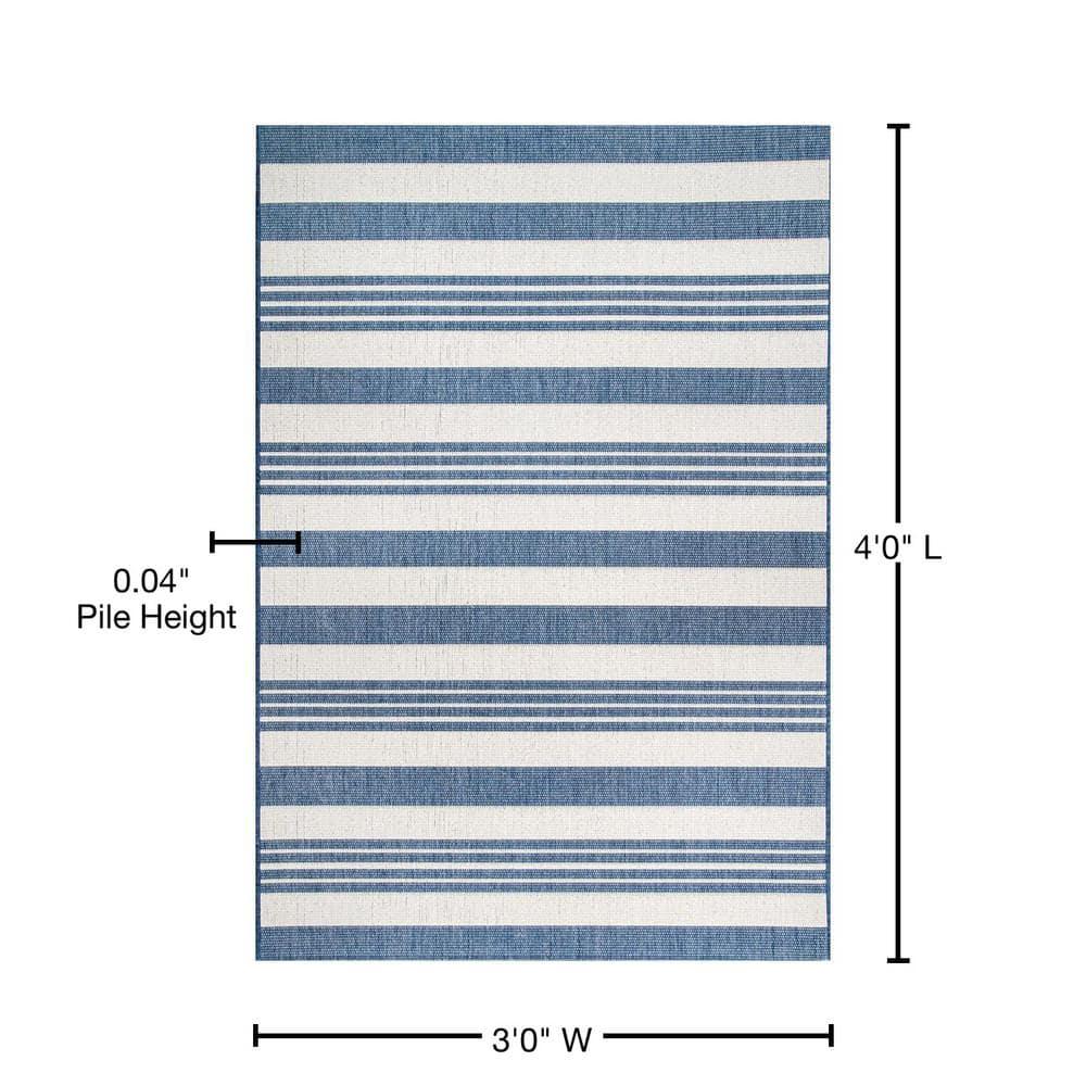 Nuloom Robin Striped 3x4 Indoor/Outdoor Accent Rug for Living Room Patio Deck Front Porch Entryway Kitchen, Blue/Ivory
