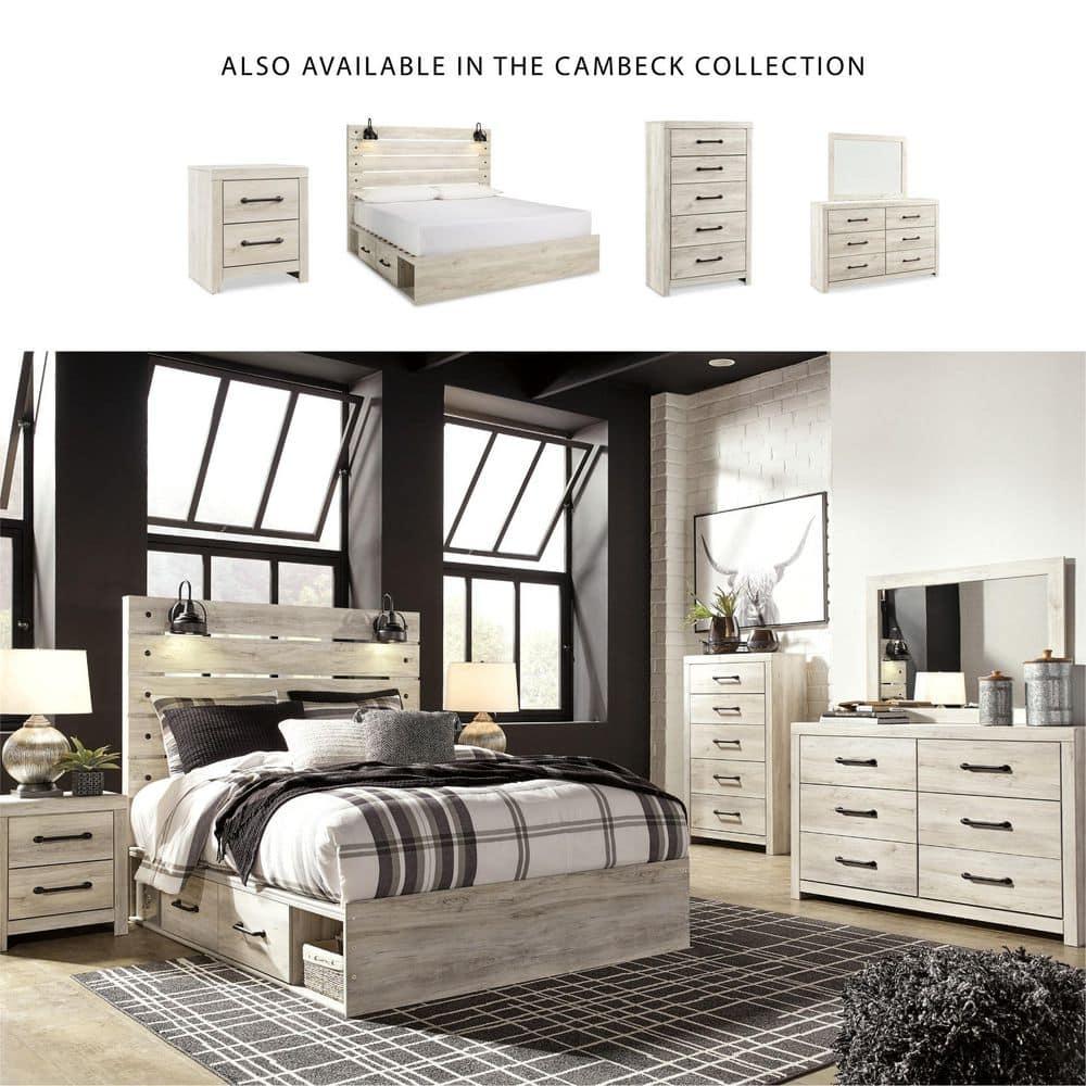 Cambeck Nightstand White - Signature Design by Ashley: Industrial Style Bedside Table with USB Ports & Storage