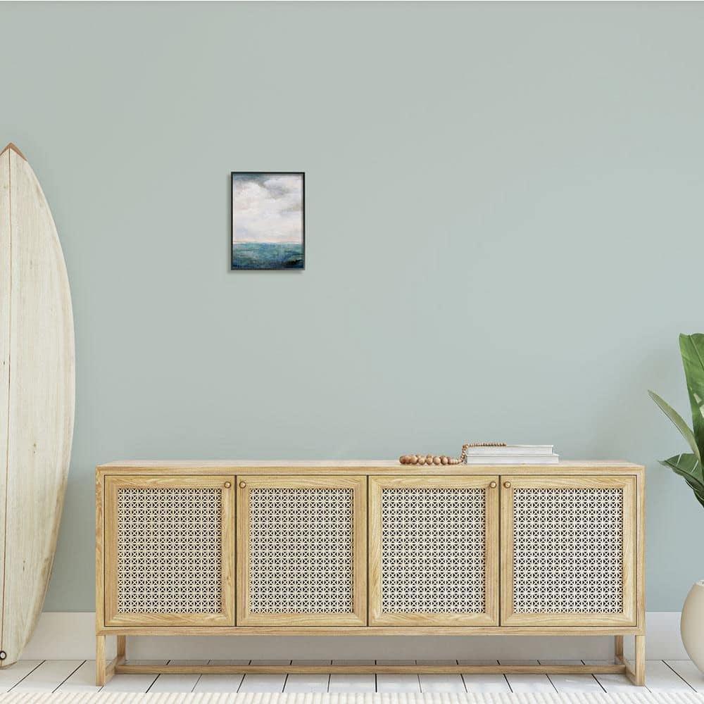 Stupell Industries Abstract Ocean Horizon Line Nautical Water Cloudy Sky Paintings Black Framed Art Print Wall Art, 11x14, by Karen Hale