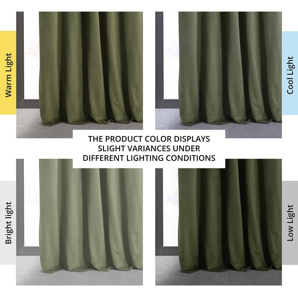 Half Price Drapes Signature Hunter Green Velvet Blackout Curtains For Bedrooms (1 Panel), 50WX 84L