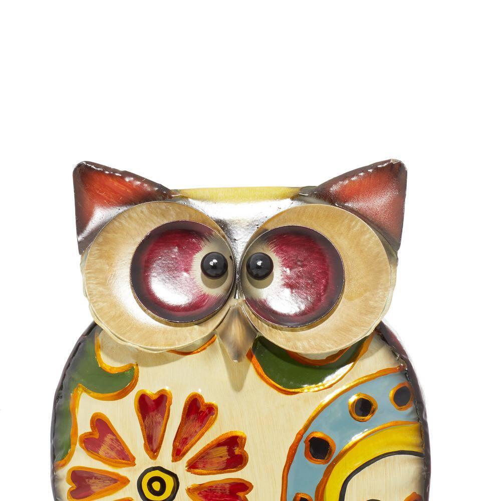 DecMode 11" Indoor Outdoor Owl Garden Sculpture with Floral Pattern