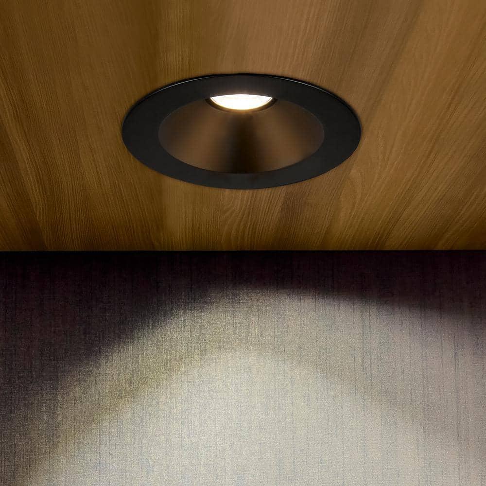 Maxxima 6” Ultra-Thin Recessed Anti-Glare LED Downlight, Canless IC Rated, 1200 Lumens, 5 Color Temperature Select 2700K/3000K/3500K/4000K/5000K, Dimmable, Black Trim, 90 CRI, 5CCT Slim J-Box Included