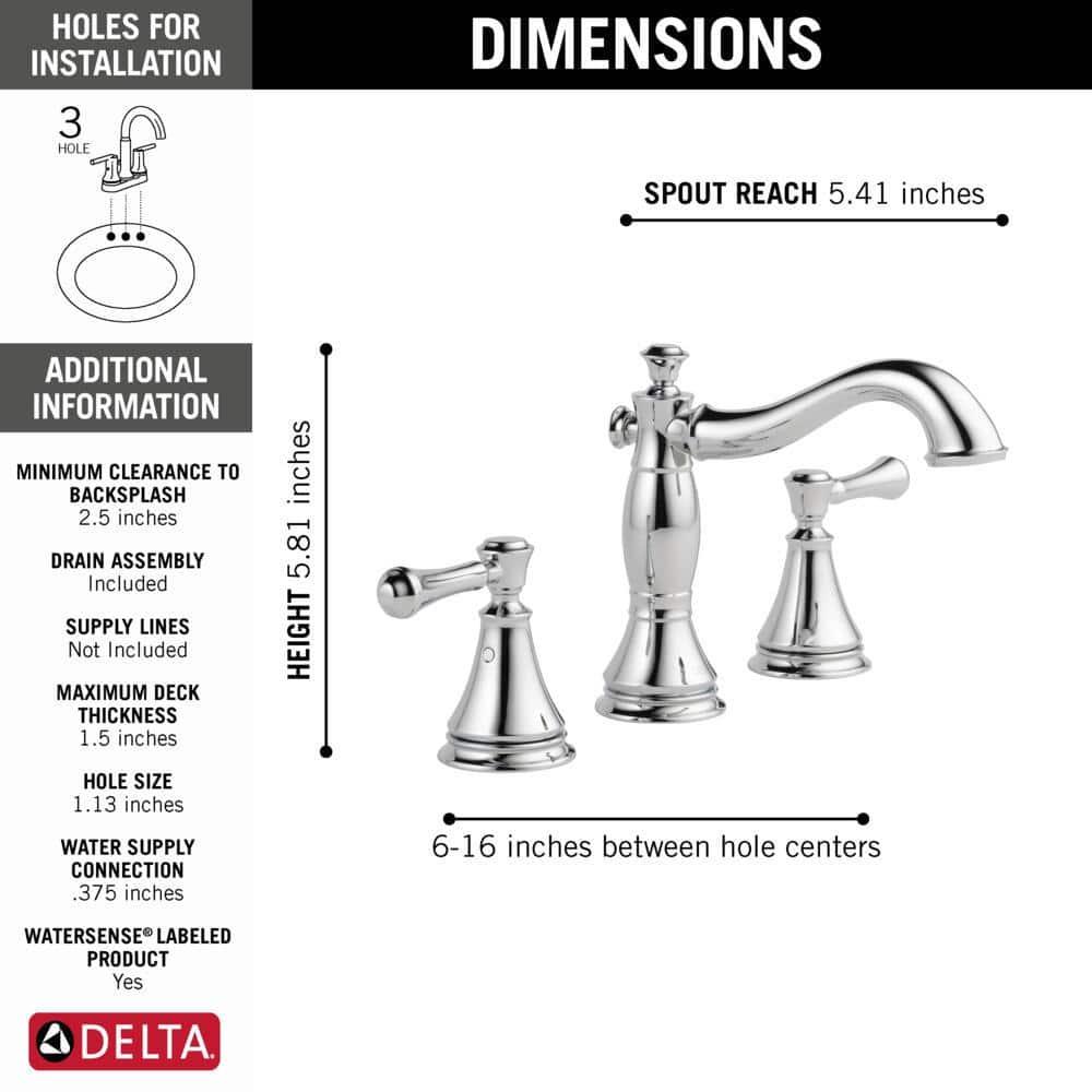 Cassidy Widespread Bathroom Faucet 3 Hole, 2-handle Bathroom Sink Faucet with Drain Assembly