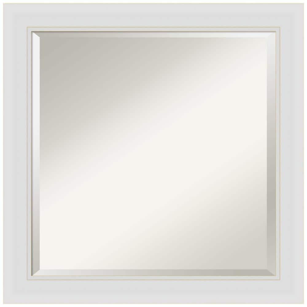 24" x 24" Flair Framed Bathroom Vanity Wall Mirror Soft White - Amanti Art: Satin Finish, Square Shape, No Assembly
