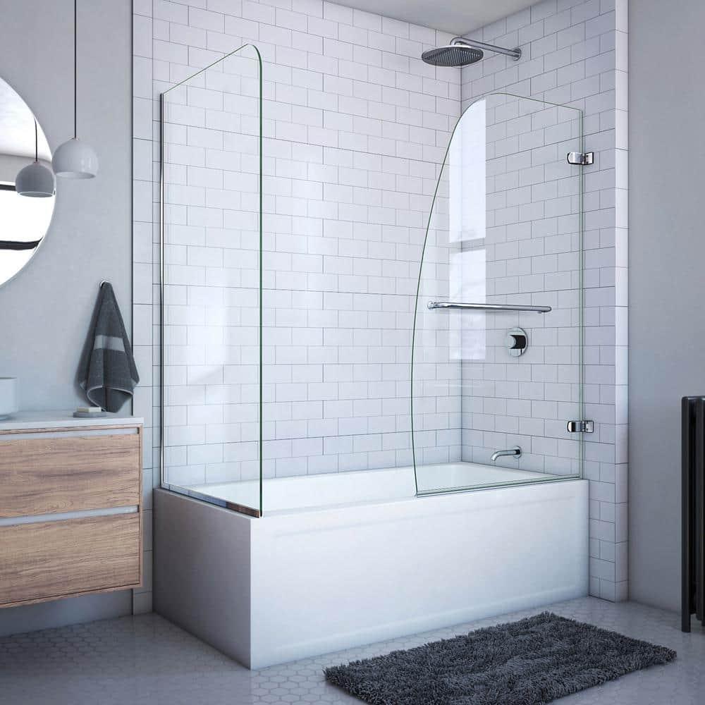 Aqua Uno 56" W x 58" H Hinged Semi-Frameless Tub Door