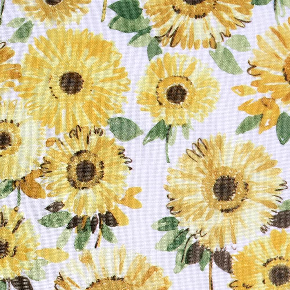 Sunny Sunflower Print Yellow 54 in. W x 14 in. L Rod Pocket Light Filtering Curtain Valance for Kitchens (Single Panel)