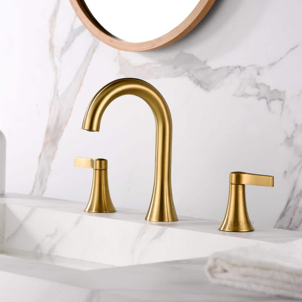 Widespread Bathroom Faucet with Drain Assembly