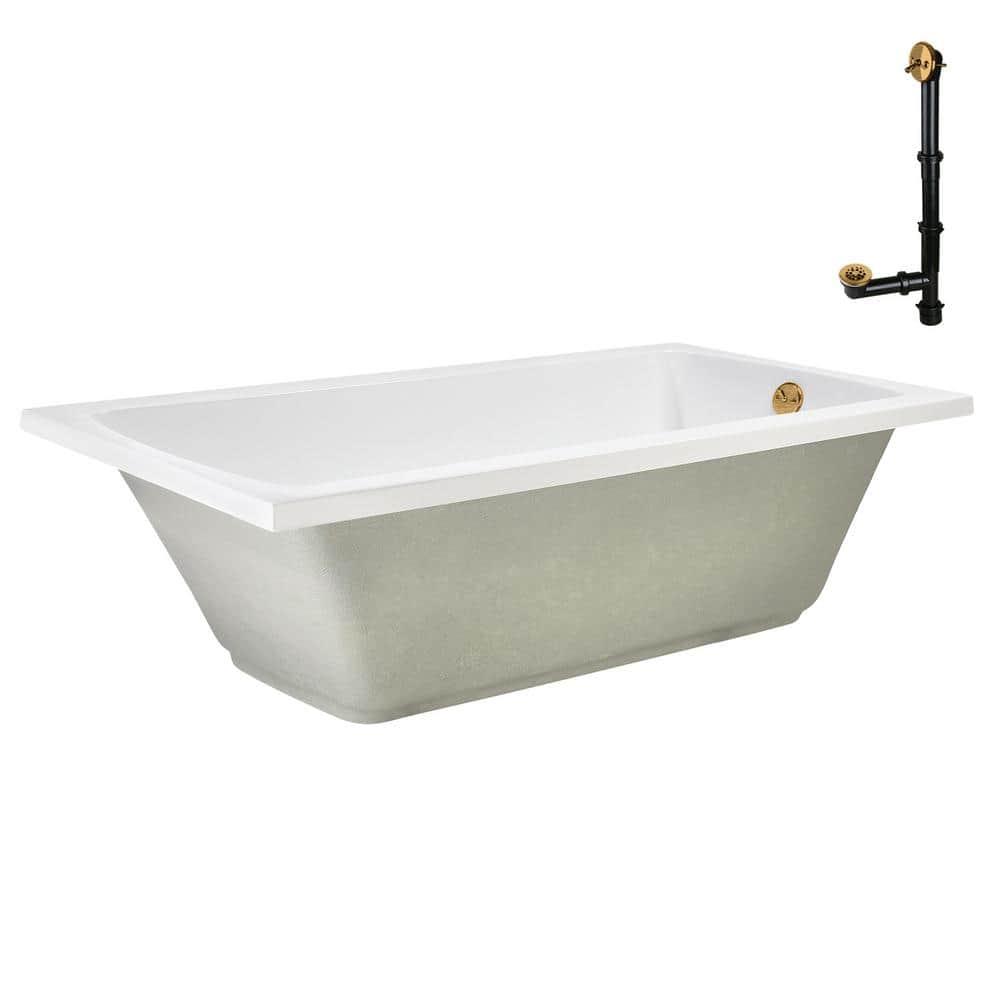 60'' x 32'' Acrylic Soaking Drop-In Bathtub, Drain Included