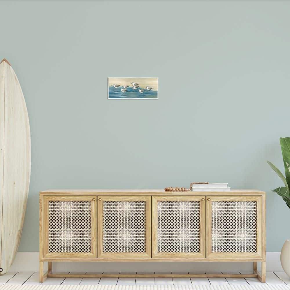 Stupell Industries Sandpiper Bird Flock Beach Shoreline Painting Unframed Art Print Wall Art, Design by Paul Brent