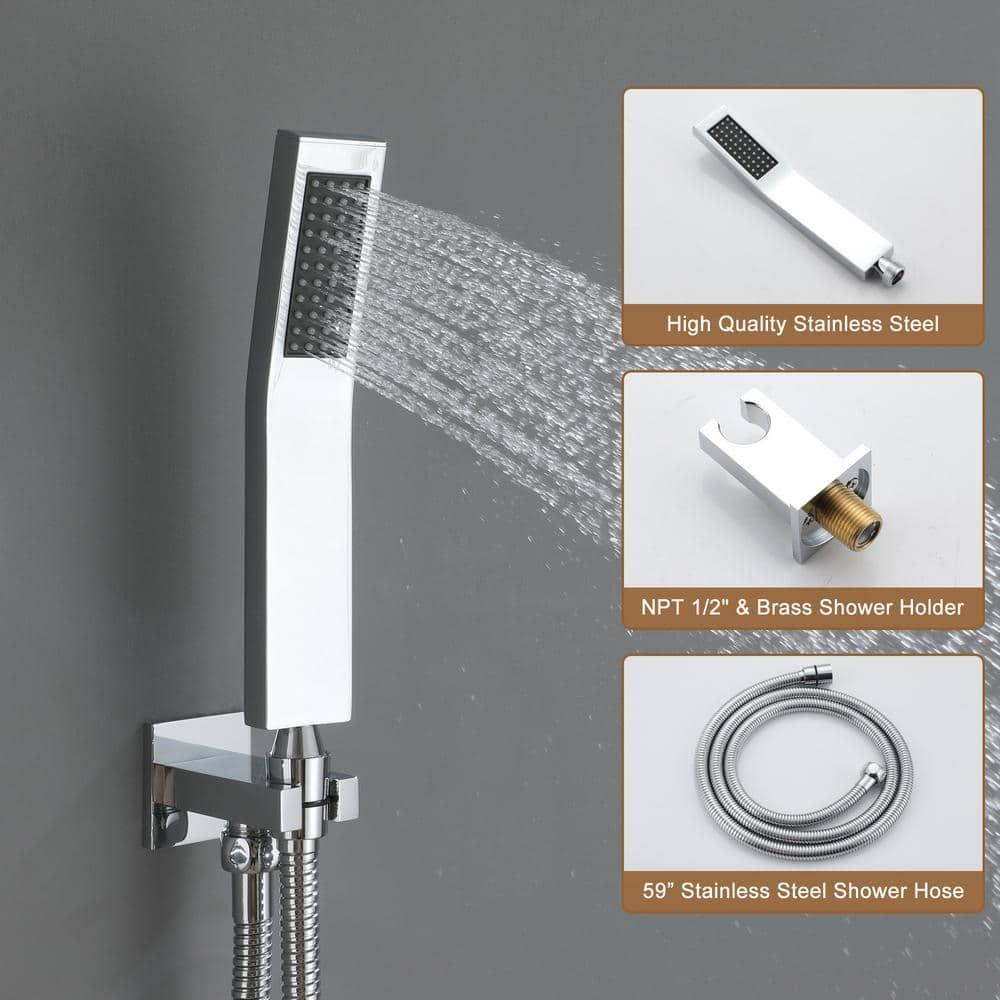 CASAINC CS6228-12CH Dual Shower Head Thermostatic Rainfall Shower System with Rough in-Valve and Shower Body Spray