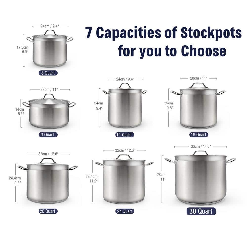 Cooks Standard Stainless Steel Stockpots, 20 Quart Professional Grade Large Stock Pot with Lid, Oven Safe Kitchen Big Pot for Cooking, Ollas de Cocina