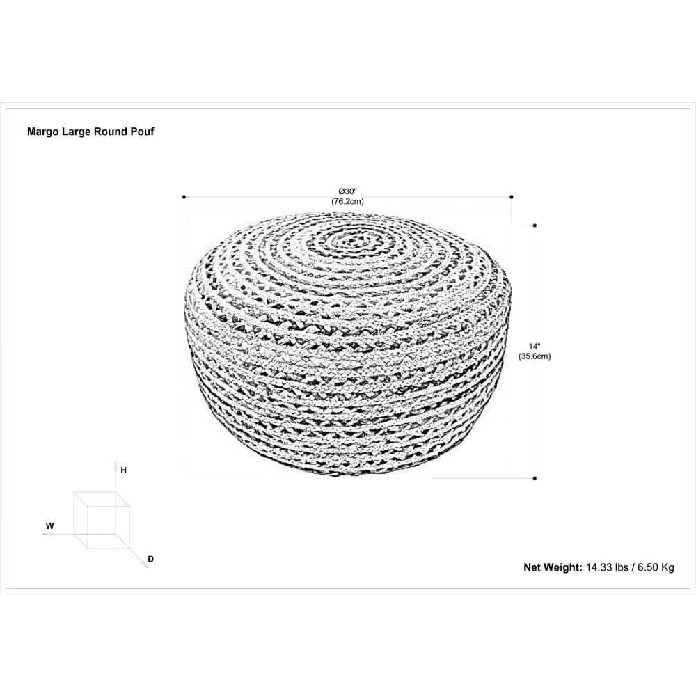 Margo Boho Contemporary Round Large Pouf in Multi Color