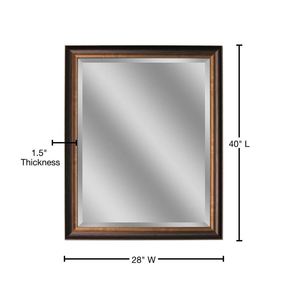 Head West Bronze & Copper Oil-Rubbed Framed Rectangle Wall Mirror with 4 D-Ring Hangers - 28" x 40"