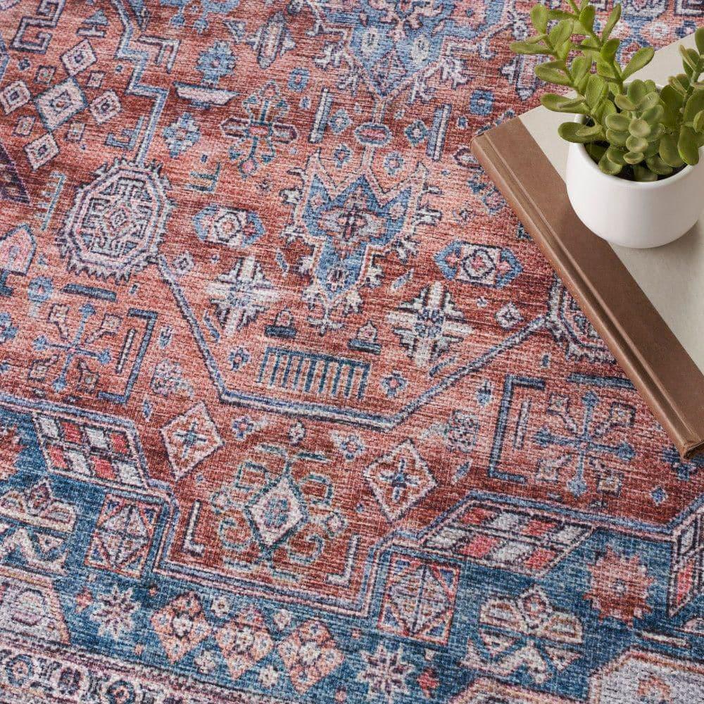 Nourison Washable Brilliance 4' x 6' Blue/Multi Vintage Indoor Rug