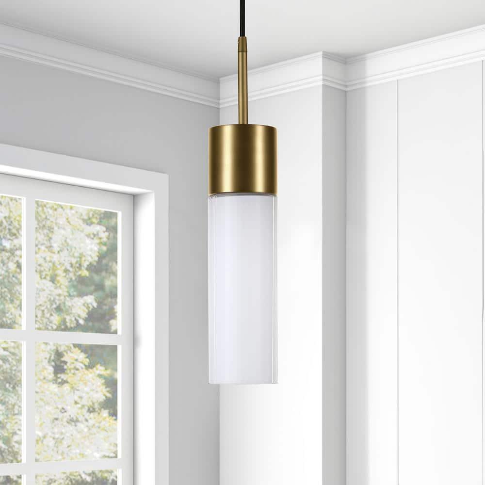 Henn&Hart 3" Brass Metal/Glass Pendant