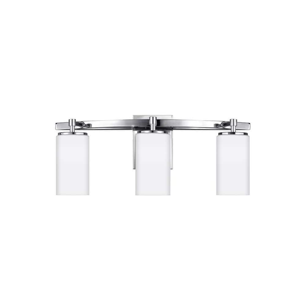 Alturas 22 in. 3-Light Chrome Modern Contemporary Wall Bathroom Vanity Light with Satin Etched Glass Shades