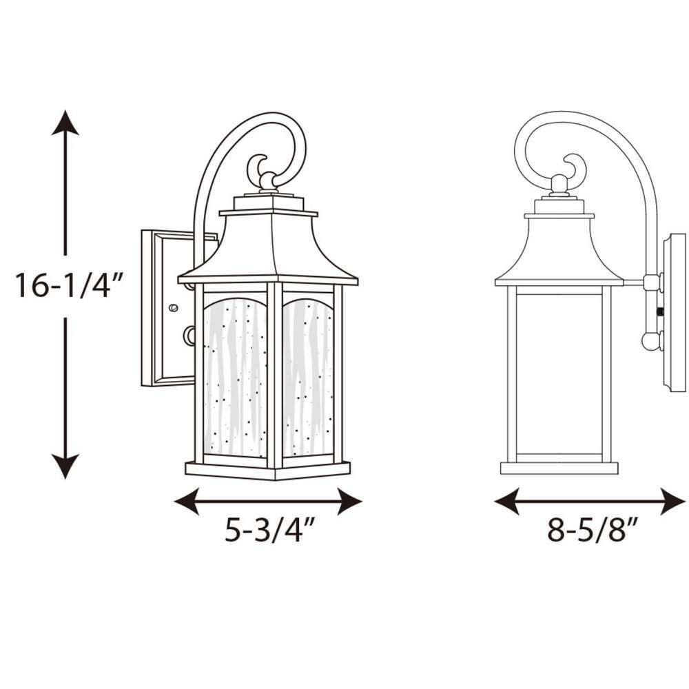 Progress Lighting Maison 1-Light Wall Lantern, Oil Rubbed Bronze, Clear Seeded Glass
