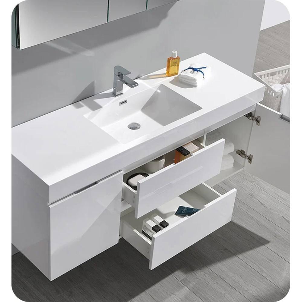 Valencia 60" Wall Mount Single Sink Bathroom Vanity Base Only (Top and Sink Not Included)