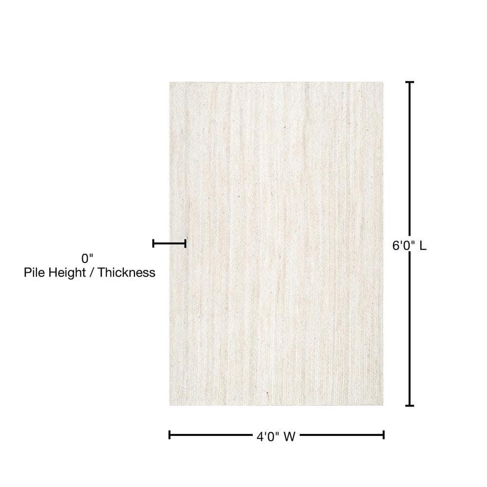 4'x6' Hand Woven Rigo Jute Area Rug Off White - nuLOOM: Farmhouse Style, Low Pile, Indoor Use, Rectangle Shape
