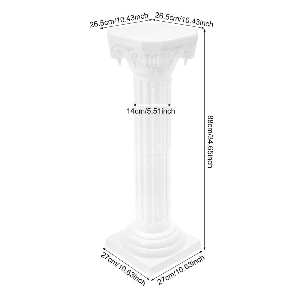 2Pcs European Style Roman Columns Wedding Column Stand Roman Pillar Plastic Greek Column Statue Plant Stand Wedding Event Party Decorative Column Pedestal Flower Pot Holder Decor (10.63x34.65 Inch)