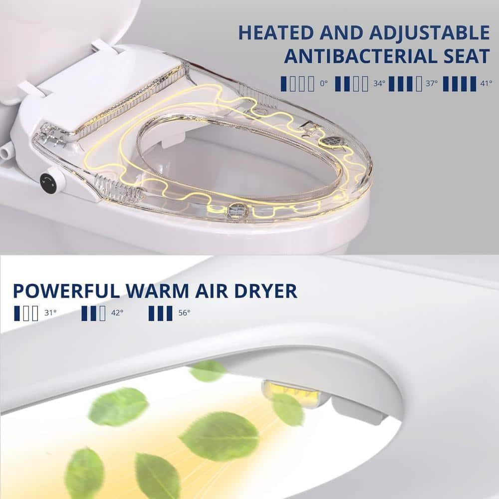 MyDepot Smart Bidet Toilet Seat with Heated Water,Adjustable Washing Settings,Warm Seat,Self-Cleaning