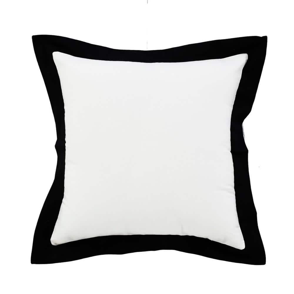 ZeaZu 20" X 20" Black And White 100% Cotton Geometric Zippered Pillow