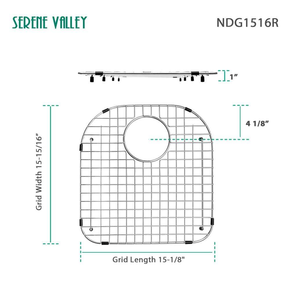 15.08-in x 15.94-in Rear Drain Heavy-Duty Stainless Steel Sink Grid NDG1516R