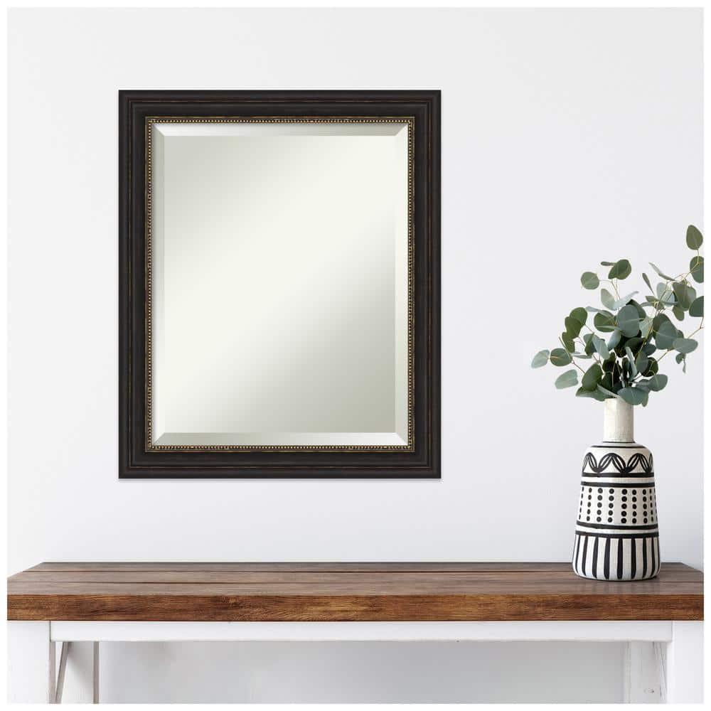 Amanti Art Accent Bronze Narrow Beveled Wood Wall Mirror 23.5 x 19.5 in.