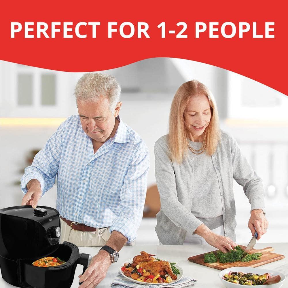 Aiwa 1200W 2.6 QT Compact Air Fryer, 360 degree Convection Heating, 60 minute timer, Black