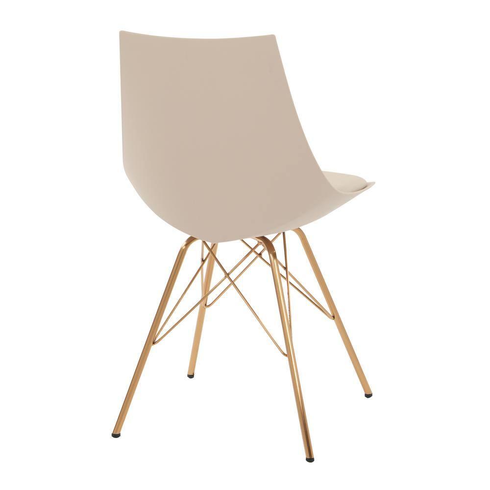 OSP Home Furnishings Oakley Chair in Cream Faux Leather with Gold Chrome Base