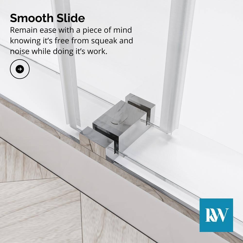 KOBIWORKS Kw03 60 In. W X 76 In. H Single Sliding Frameless Shower Door With 3/8 In. Clear Glass KW036076CH