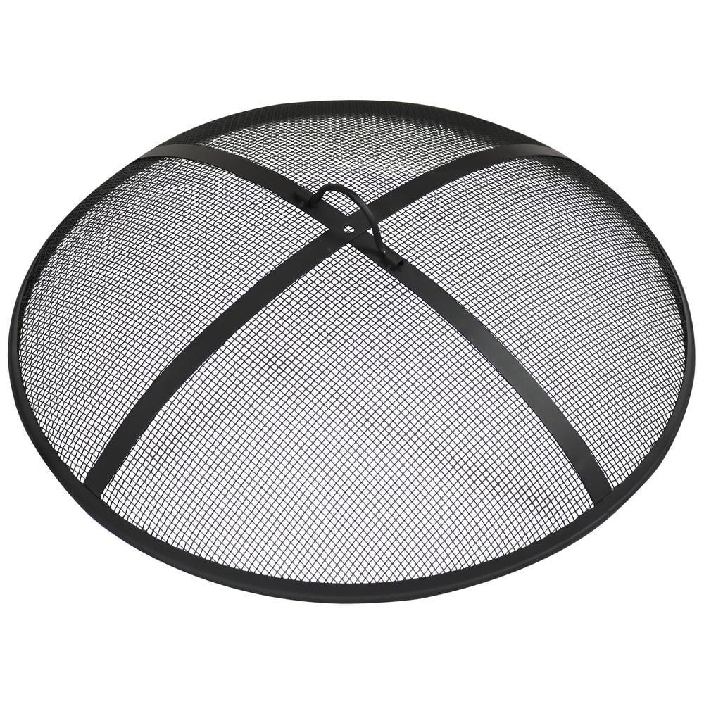 SunnyDaze Decor Heavy-Duty Round Steel Mesh Fire Pit Spark Screen with Handle