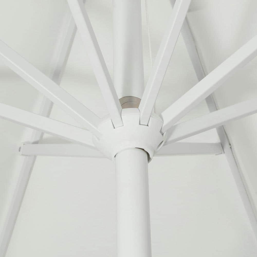 JONATHAN Y Baiona 9 ft. Classic MidCentury Market Patio Umbrella with UV Protection, Auto-Tilt, Crank and Wind Vent in White/Green