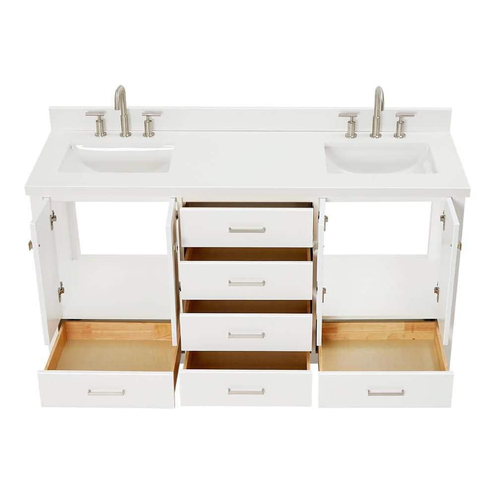 Ariel A067dwqrvo Cambridge 67" Free Standing Double Rectangular Basin Vanity Set - White