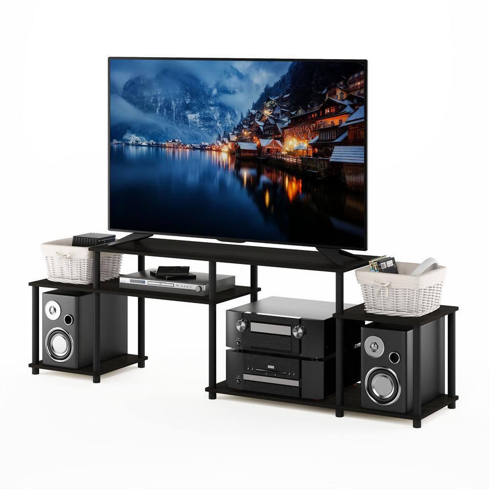 Furinno Turn-N-Tube Handel TV Stand for TV up to 55 Inch, Espresso/Black