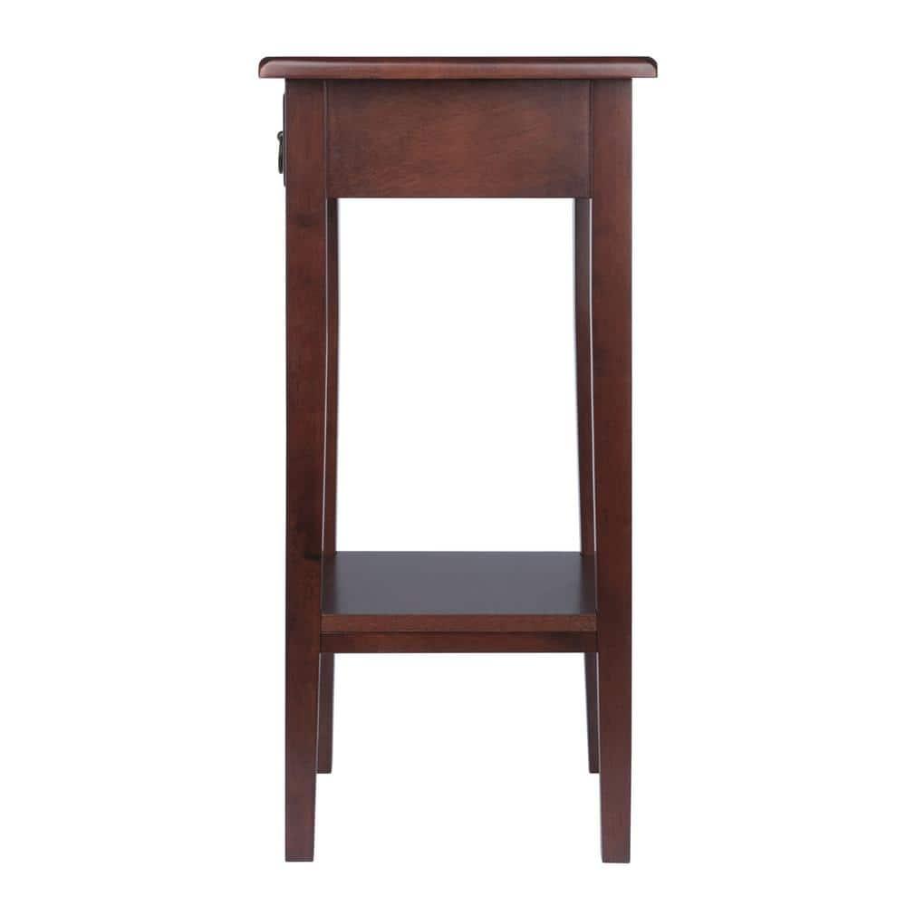Regalia Accent Table with Drawer, Shelf - Antique Walnut - Winsome: Small Telephone Stand, Occasional Storage