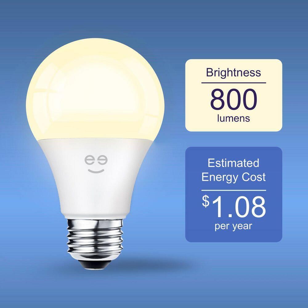 Geeni Smart LED Light Bulb 3-Pack  A19 WiFi Dimmable Soft White 800 Lumens, Works with Alexa & Google Assistant, Voice Control, Energy Efficient Smart Bulbs