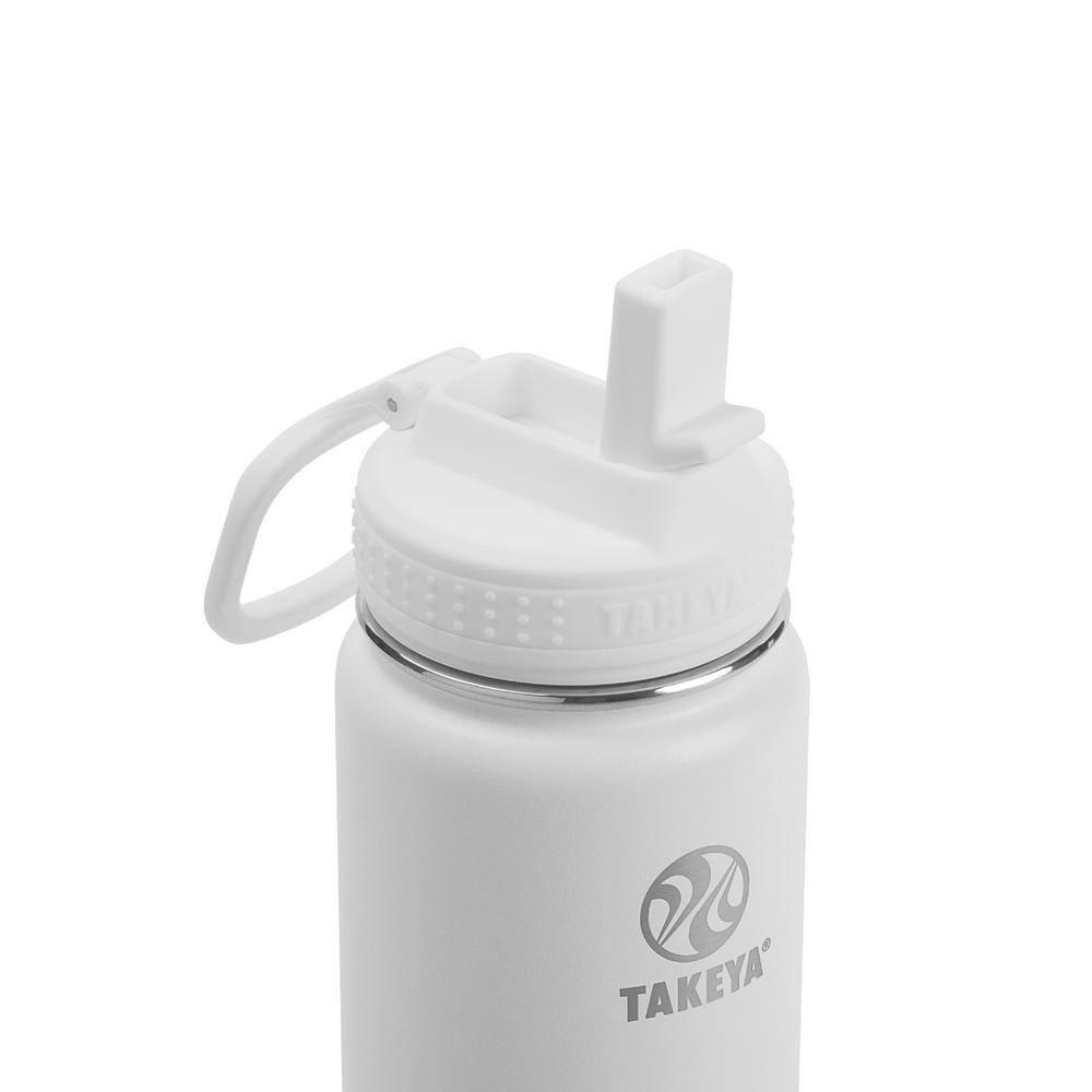 Takeya 24oz Actives Insulated Stainless Steel Water Bottle with Straw Lid - White
